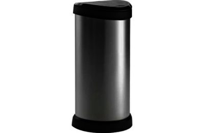 Curver 40 Litre Deco Touch Top Kitchen Bin - Silver